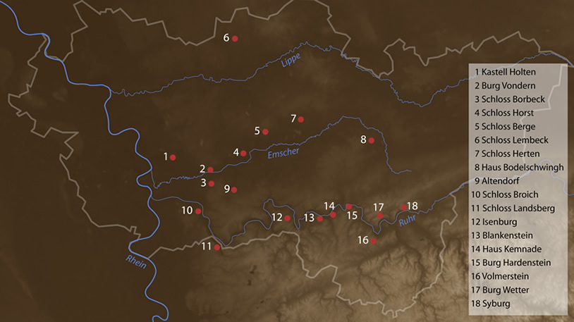 Ausgewählte Burgen im Mittelalter (Quelle: Dießenbacher Informationsmedien)