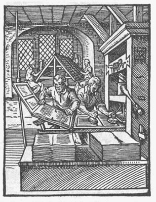 Die Erfindung des Buchdrucks mit beweglichen Lettern durch Johannes Gutenberg (Quelle: Wikipedia, gemeinfrei)