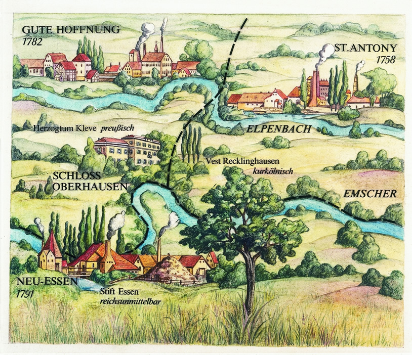 Übersichtsplan der Hütten St. Antony, Gute Hoffnung und Neu-Essen   (Quelle: Haniel Archiv)