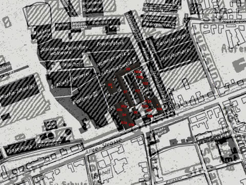Abb 12: Rekonstruktion der Gebäude im Zeitfenster I (ca. 1850).